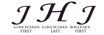 Two large Hs, showing the correct Order of Initials in a Monogram, with Grooms First, Grooms Last, Brides First below.