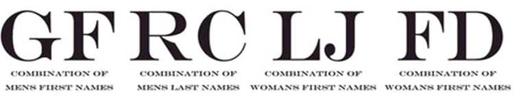 Order of Initials in a Monogram often follows the GF or RC pattern for men's names, and LJ or FD for women's.