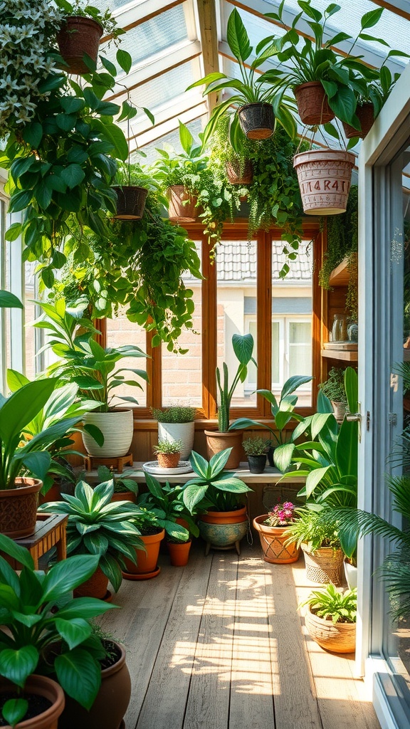 Indoor plants in a cozy she shed