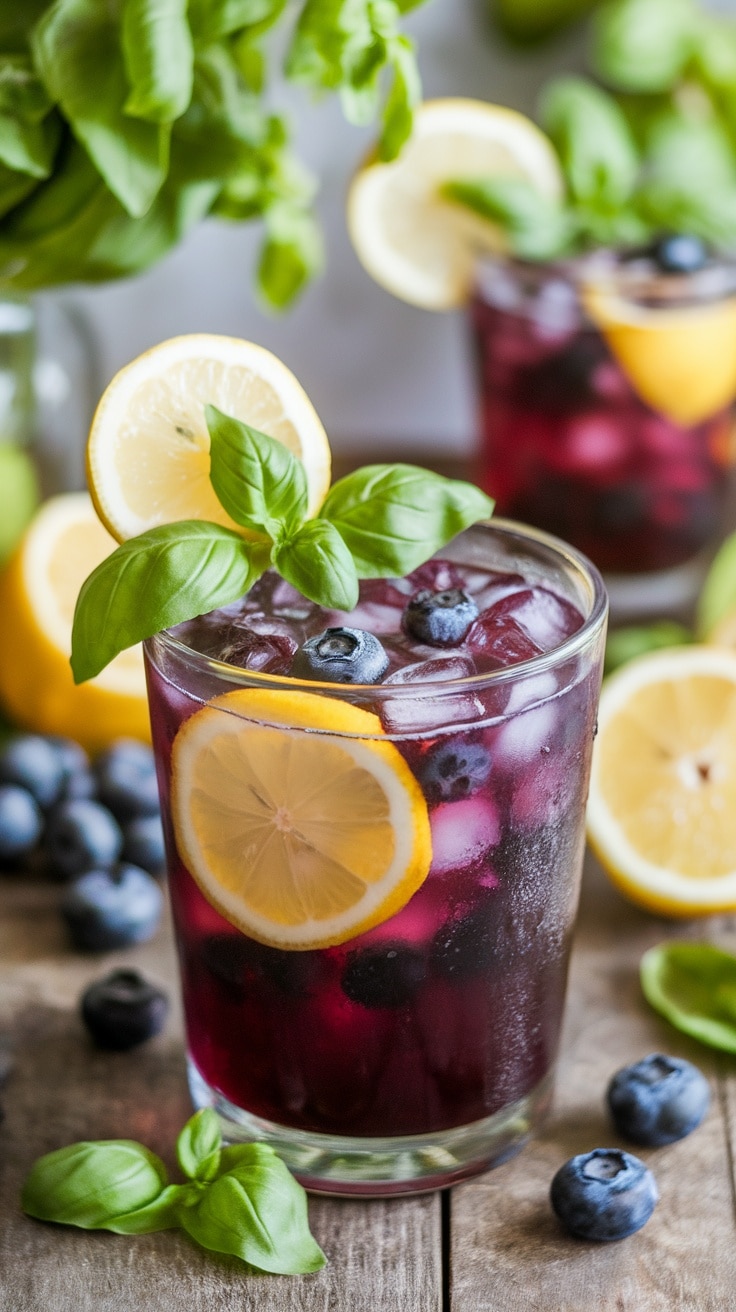Spring Lemondae Blueberry Basil Lemonade Spring Cocktail 100 Perfect Gifts