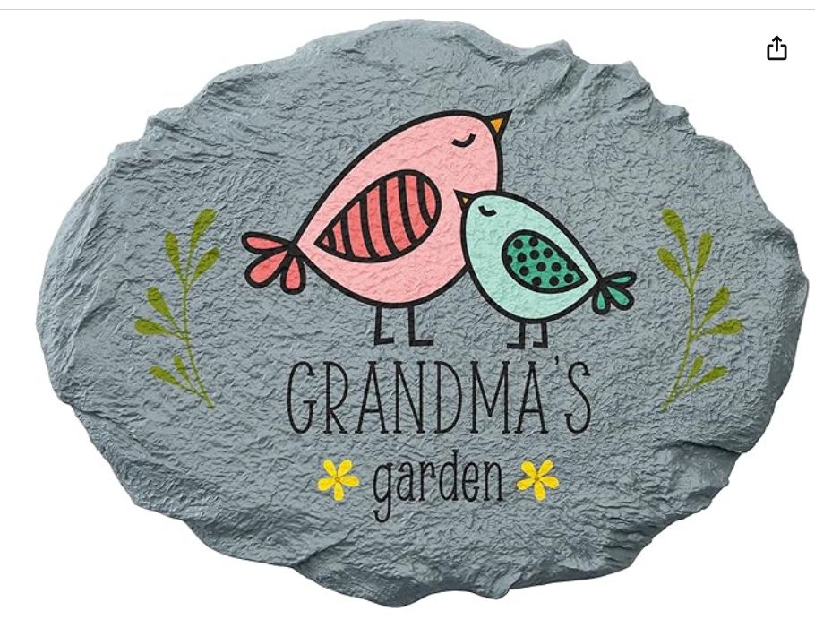 Stone sign with two colorful birds, leaves, and yellow flowers—one of the Best Personalized Mother’s Day Gifts for 2025.