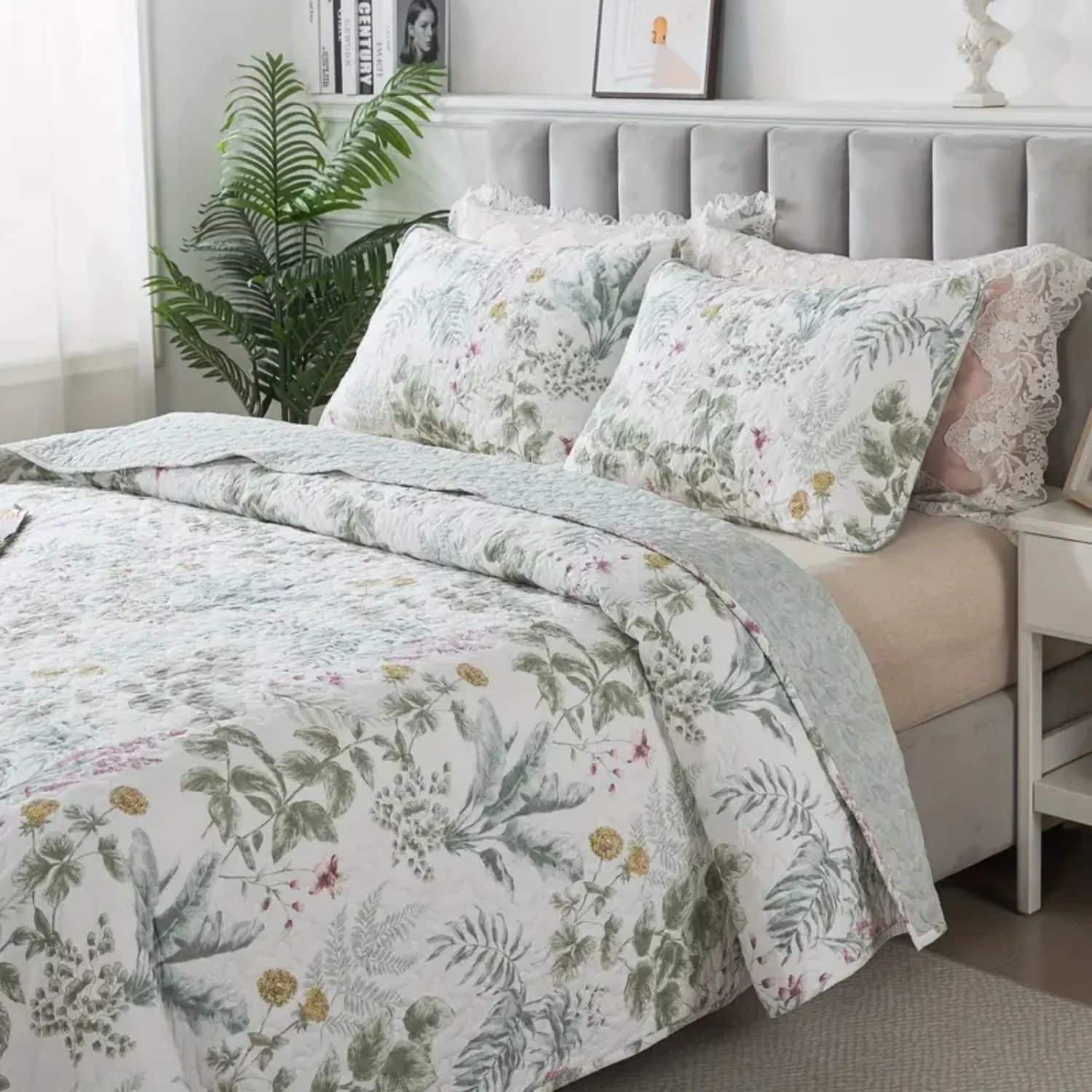 Lanpei Boho Leaf Bedspread Set 2-Piece Twin,100% Cotton