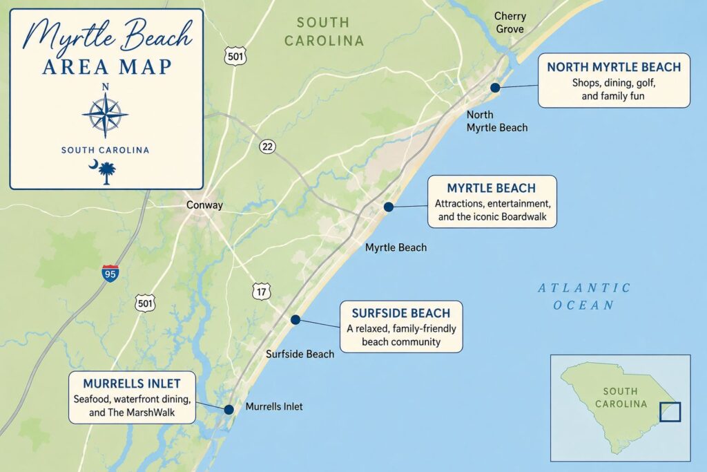 Map of Myrtle Beach, SC