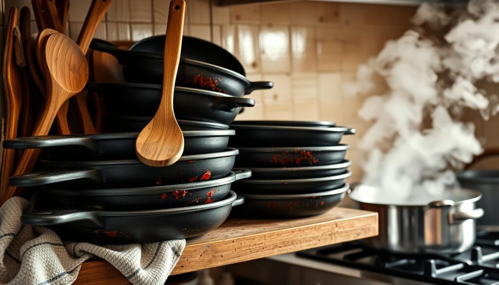 cast iron skillet storage