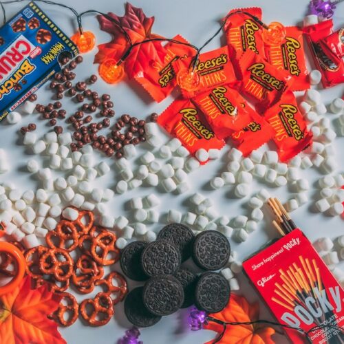 Festive Halloween sweets for a treat tray