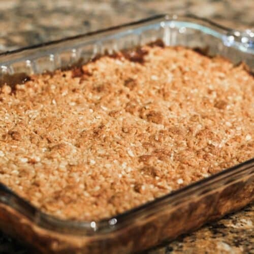 Warm old-fashioned apple crisp dessert