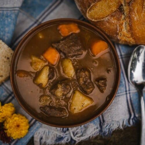 Hearty beef vegetable soup for a cool fall day